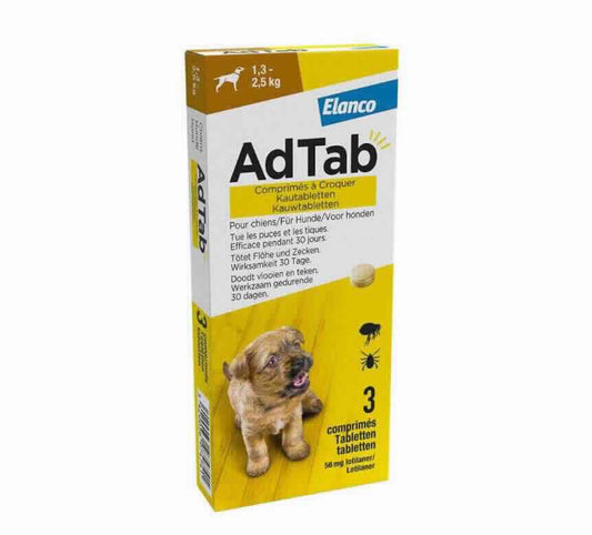 ADTAB DOG 56.25MG 1.3-2.5 KG 3 COMPRIMIDOS