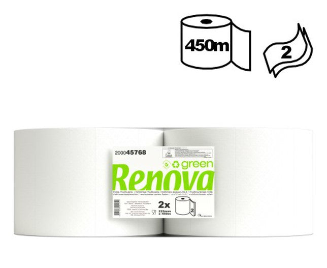 BOBINA SECAMANOS RENOVA 2 ROLLOS 2C 450M 8.2KG(LF) - Piensa en Pienso