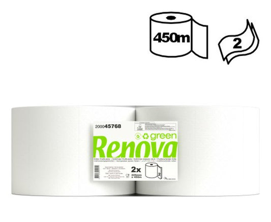 BOBINA SECAMANOS RENOVA 2 ROLLOS 2C 450M 8.2KG(LF) - Piensa en Pienso