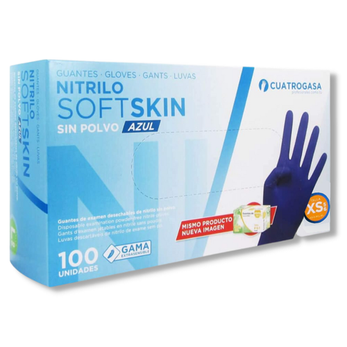 GUANTE NITRILO SOFTSKIN AZUL 3 GR S/POLVO XS 100U - Piensa en Pienso