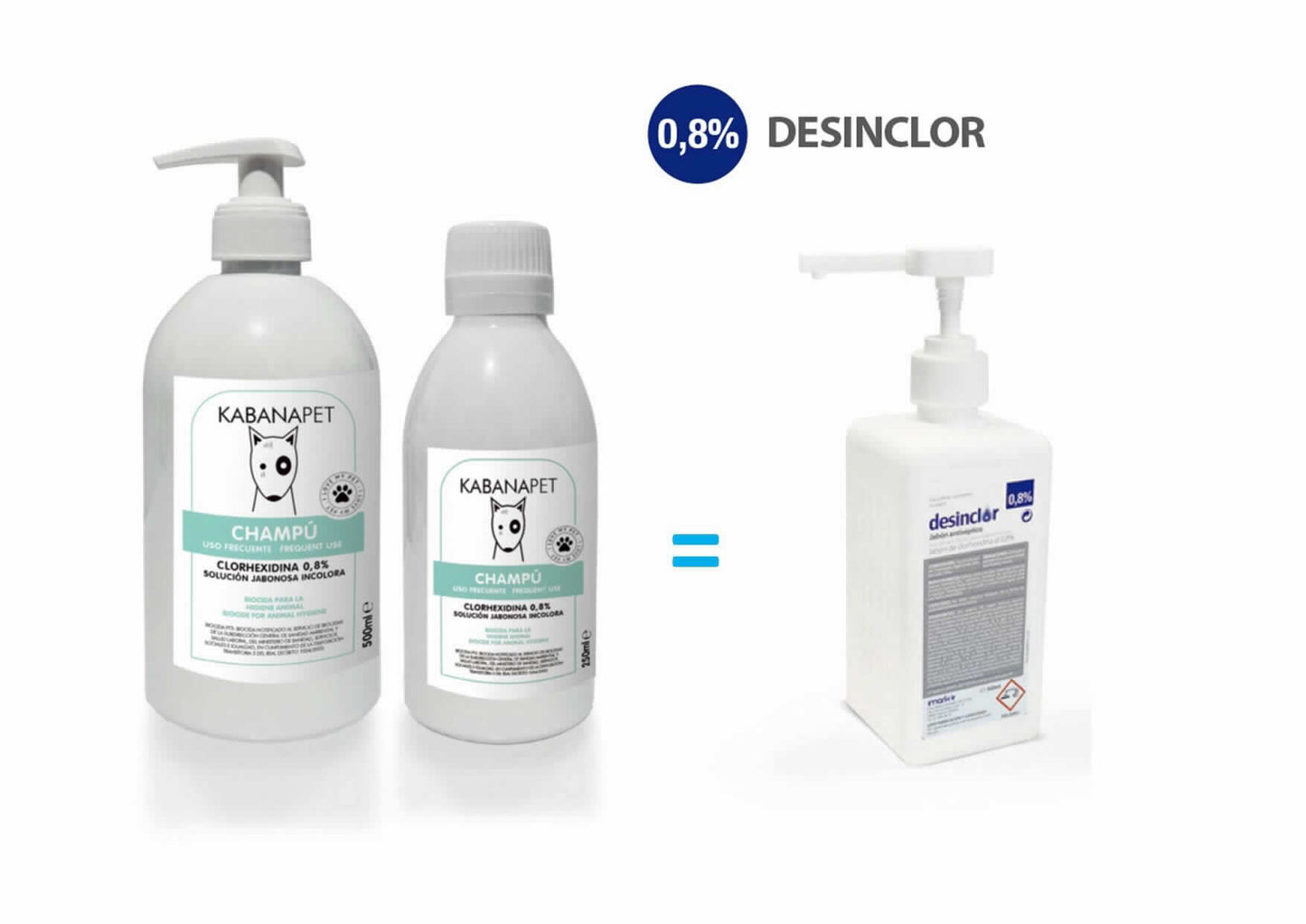 CHAMPU CLORHEXIDINA 0.8% USO FREC. DISPEN 500ML - Piensa en Pienso