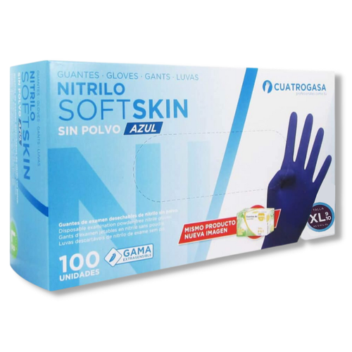 GUANTE NITRILO SOFTSKIN AZUL 3 GR S/POLVO XL 100U - Piensa en Pienso
