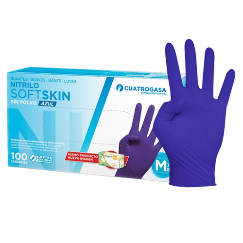 GUANTE NITRILO SOFTSKIN AZUL 3 GR S/POLVO M 100U - Piensa en Pienso