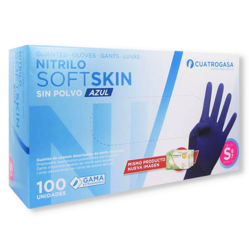 GUANTE NITRILO SOFTSKIN AZUL 3 GR S/POLVO S 100U - Piensa en Pienso